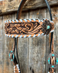 Whipstitch Copper Turquoise Browband / One Ear Tack Set
