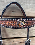 Two Tone Honeycomb Copper Dot Jet, Champagne and Topaz Browband / Breastcollar Tack Set