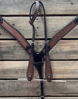 Two Tone Honeycomb Copper Dot Jet, Champagne and Topaz Browband / Breastcollar Tack Set