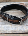 Green and Tan Beaded Dog Collar
