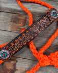 Orange Mule Tape Halter - Fire Opal and Teal