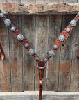Medium Oil Floral Western Starburst Browband / Breastcollar Tack Set