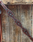 Medium Oil Floral and Teal Dot Browband / One Ear Headstall and Breastcollar Tack Sets