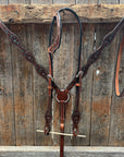 Medium Oil Floral and Teal Dot Browband / One Ear Headstall and Breastcollar Tack Sets
