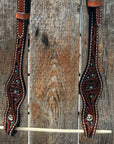 Medium Oil Floral and Teal Dot One Ear Headstall / Bridle