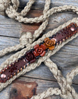 Tan Mule Tape Halter - Brown Roses