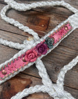 White Mule Tape Halter - Pastel Roses