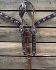 Copper and Silver Dot Two Tone Light Sapphire and Lilac Headstall & Breastcollar Tack Set