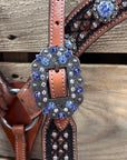 Copper and Silver Dot Two Tone Light Sapphire and Lilac Headstall & Breastcollar Tack Set