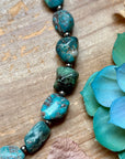 Blue Turquoise Nugget Necklace – Sterling Silver – 24”