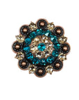 Copper Teal, Champagne Crystal Conchos Sizes from 1"-3" and Buckles