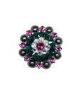 Antique Silver Fuchsia, Clear and Emerald Crystal Conchos - Sizes from 1"- 3" and Buckles