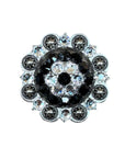Antique Silver Jet, Clear Crystal Conchos - Sizes from 1"- 3" and Buckles