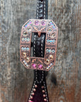 Dark Oil Honeycomb Copper Dot Copper Pink and Champagne Browband / Breastcollar Tack Set