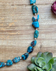 Blue Turquoise Nugget & Shell Necklace – 26”