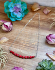 Silver-Plated Paperclip Chain Necklace with Dyed Coral & Hematite – 15”