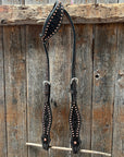 Dark Oil Floral Tooled with Copper Dots One Ear Headstall / Bridle