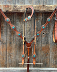 Light Oil Basketweave Copper and Turquoise Browband/One Ear Tack Set