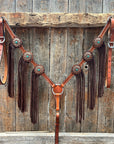 Light Oil Basketweave Copper Flower Browband/One Ear Tack Set