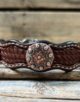 Leather Dog Collar With Copper Dots Conchos 10" to 22" W184S -DC58