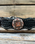 Leather Dog Collar With Copper Dots Conchos 10" to 22" W184S -DC58
