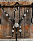 Black Floral Bright Clear Browband / One Ear Tack Set