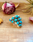 Kingman Turquoise Longhorn Sterling Silver Ring – Adjustable (Fits 8+)