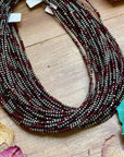 Dark Red Natural Garnet Necklace with Sterling Silver Pearls – 18.5”