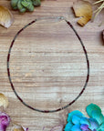 Dark Red Natural Garnet Necklace with Sterling Silver Pearls – 18.5”