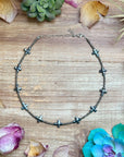 15” Cross Necklace – Glass Seed Beads with Silver Plated Cross