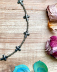 15” Cross Necklace – Glass Seed Beads with Silver Plated Cross