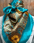 35X35" Teal Tone Paisley Wild Rag / Scarf WR1000