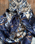 35X35" Blue, Cream and Tan Paisley Wild Rag / Scarf WR1002