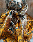 35X35" Golden, Green and Brown Paisley Wild Rag / Scarf WR1003