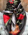 35X35" Black and Silver Tulips and Lilies Wild Rag / Scarf WR1011
