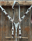 White Leather Copper Floral Browband/One Ear Tack Set