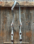 White Leather Copper Floral Browband/One Ear Tack Set