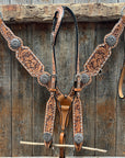 Silver Buckstitch and Pinwheel Browband/One Ear and Breastcollar Tack Set