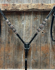 Black Floral Antique Silver Starburst Browband/One Ear Tack Set