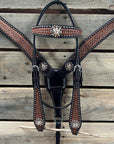 Two Tone Honeycomb Copper Dot Champagne and Clear Browband / Breastcollar Tack Set