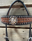 Two Tone Honeycomb Copper Dot Champagne and Clear Browband / Breastcollar Tack Set