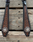 Two Tone Honeycomb Copper Dot Champagne and Clear Browband / Breastcollar Tack Set