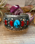 Coral & Turquoise Sterling Silver Cuff Bracelet – Stamped Errick