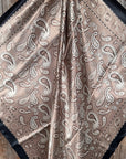 35X35" Black and Tan Floral Paisley Wild Rag / Scarf WR3383