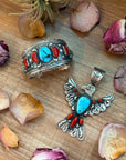 Coral & Turquoise Sterling Silver Cuff Bracelet – Stamped Errick