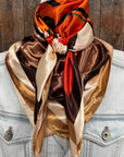35X35" Orange, Tan and Brown Rose Wild Rag / Scarf WR3398