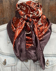 35X35" Rust and Brown Floral Paisley Wild Rag / Scarf WR3384