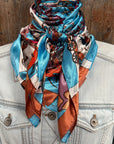 35X35" Aqua Floral Wild Rag / Scarf WR911