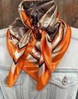 35X35" Burnt Orange and Brown Roses Wild Rag / Scarf WR3394