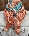35X35" Soft Pink and Blue Paisley Wild Rag / Scarf WR3388